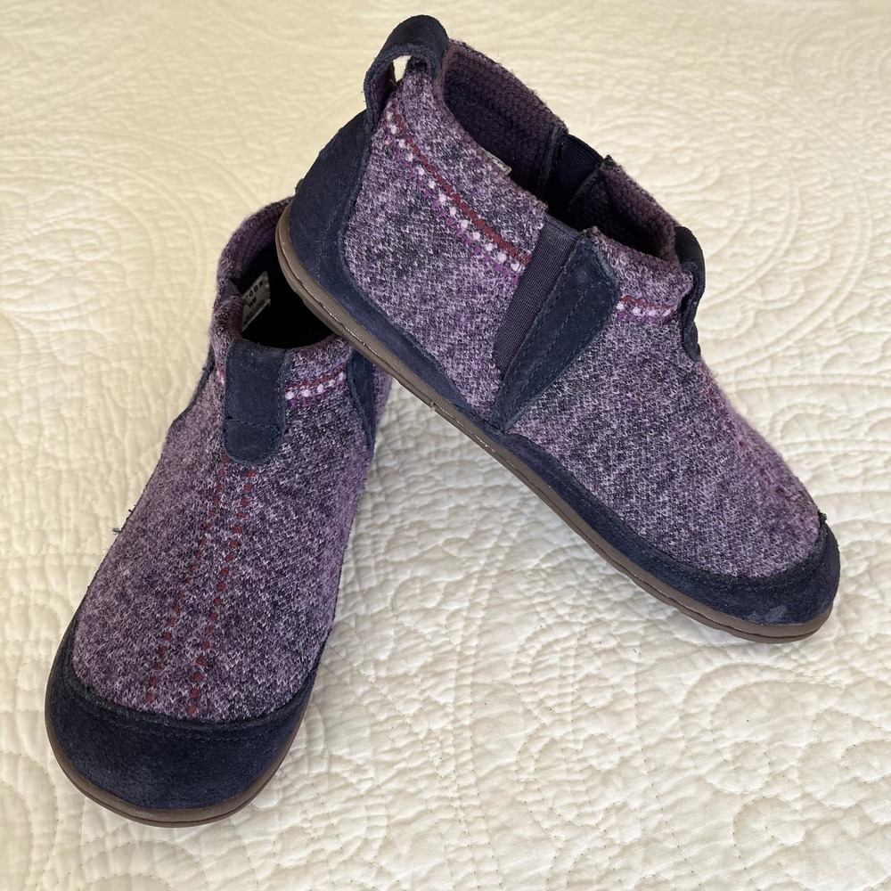 Acorn  Purple Wool Suede Ankle Slipper Boots Womens 8 Warm Cabincore